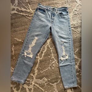 Levi's Wedgie Light Blue Distressed Straight Leg Jeans